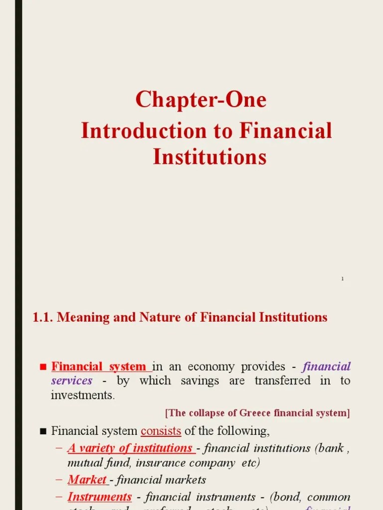 Ch. 1 Introduction To Financial Institutions | PDF | Financial Markets ...