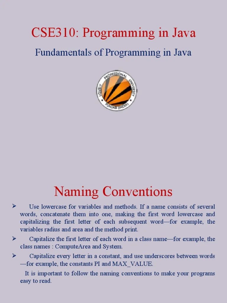 Fundamentals Of Programming In Java | PDF | Data Type | Integer ...