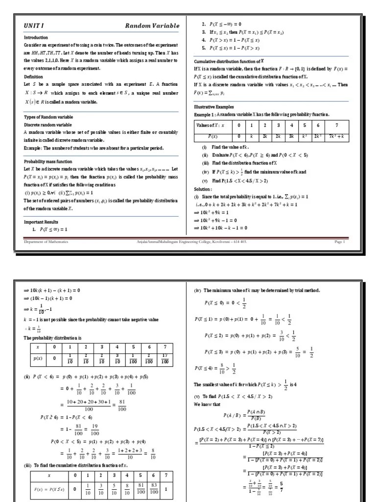Random Variable Distribution Function | PDF | Probability Distribution ...