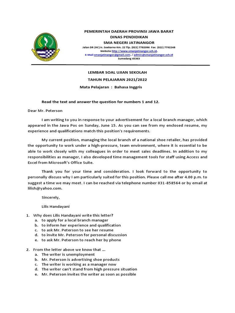 Soal Us Bahasa Inggris 2021-2022 | PDF | Pupa | Butterfly