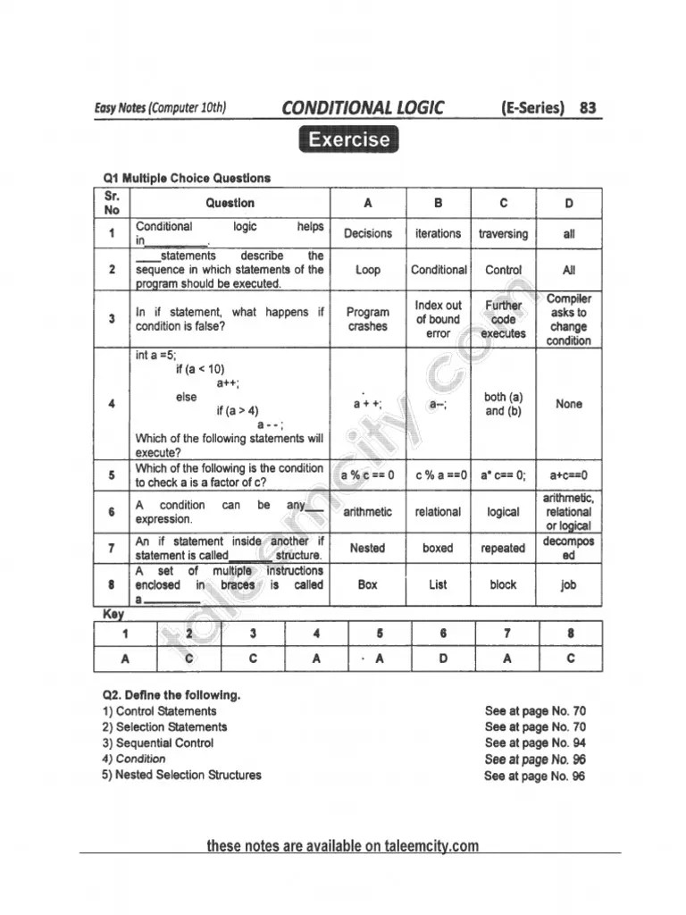 10th Computer Ch-3 Exercise | PDF