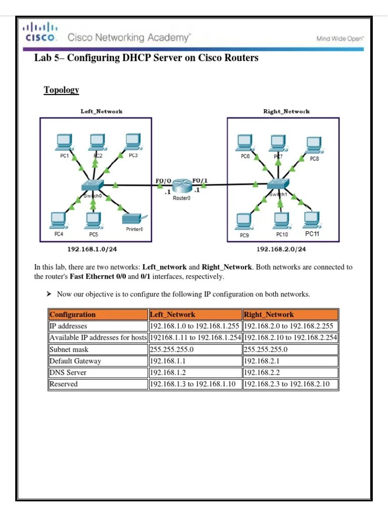 Lab 7 - Configuring DHCP Server On Cisco Routers | PDF | Ip Address ...