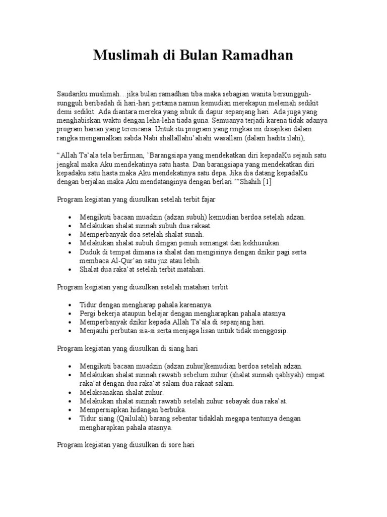 Muslimah Di Bulan Ramadhan