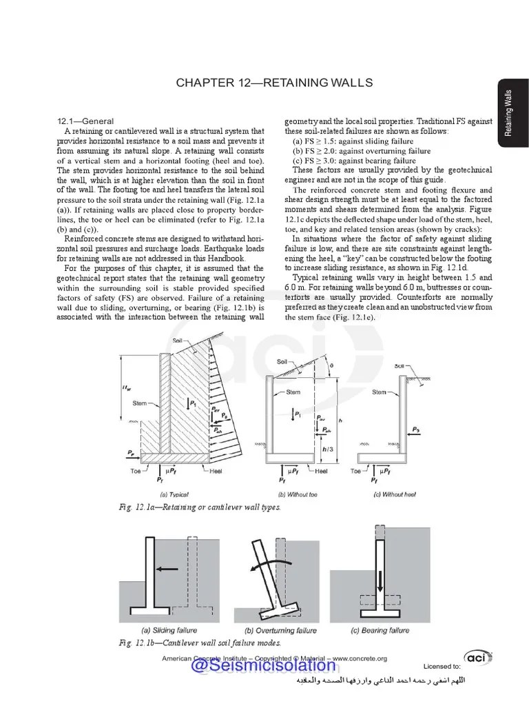 Chapter 12 Retaining Wall | PDF | Geotechnical Engineering | Strength Of Materials