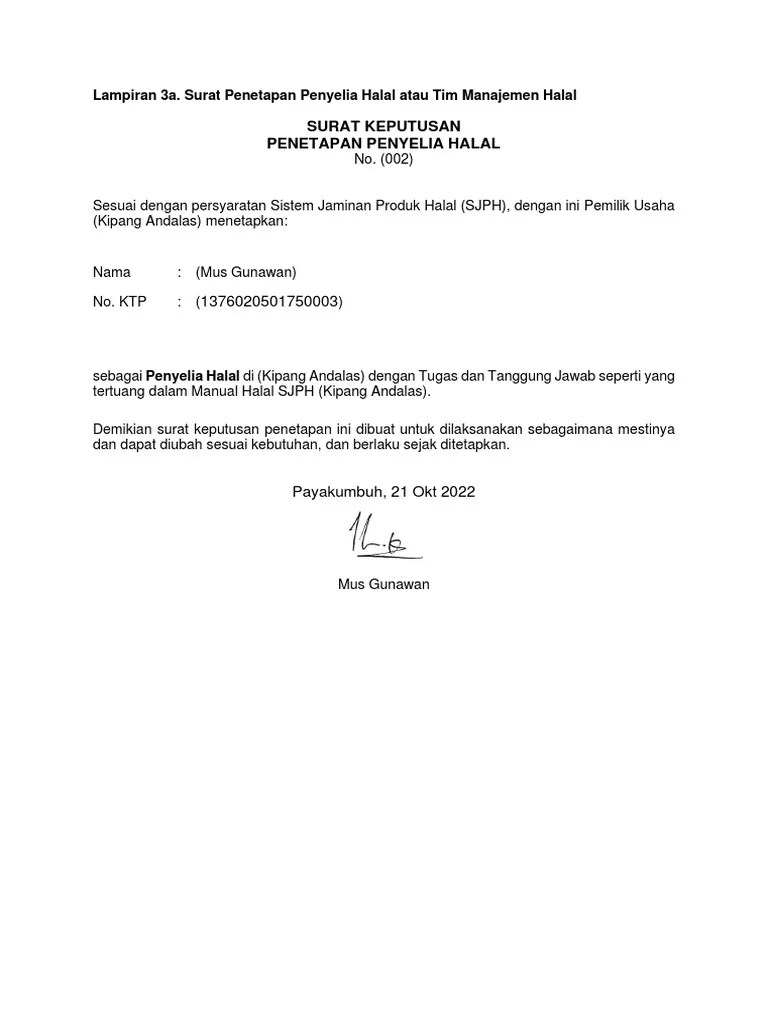 Dokumen Penyelia Halal | PDF