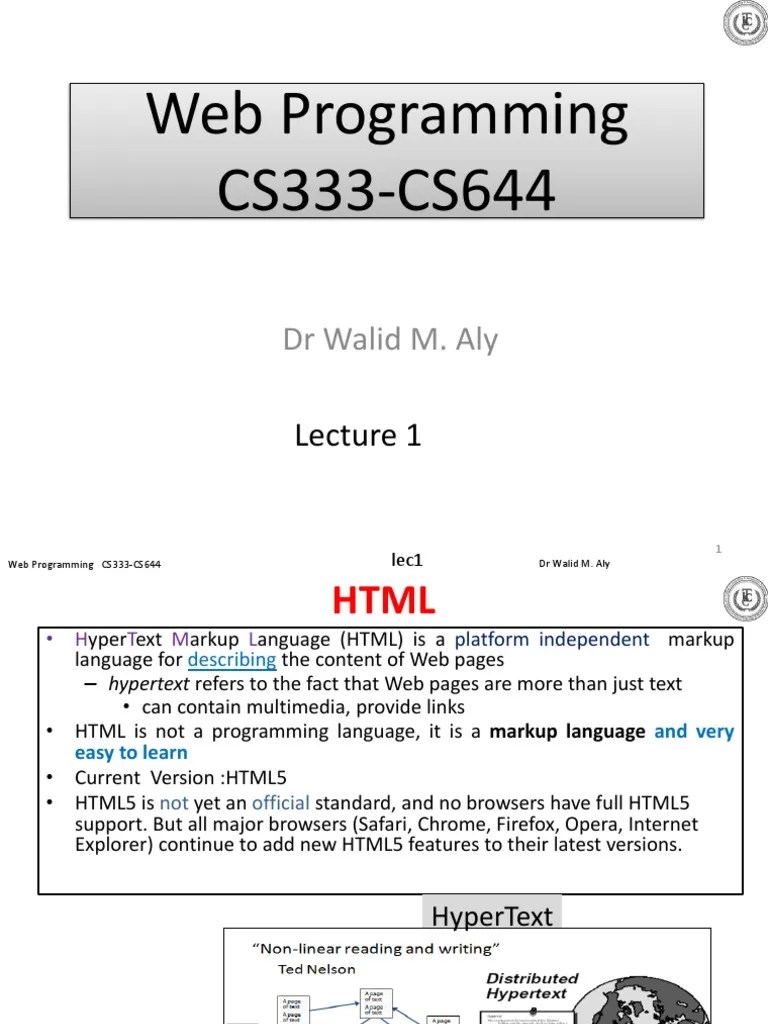 Lec1 Web Programming | PDF | Hyperlink | Html Element