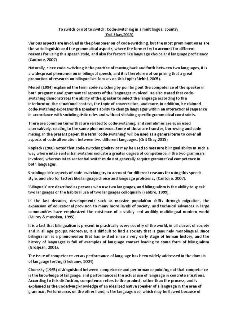 Mixing Code Literature | Download Free PDF | Multilingualism | Second ...