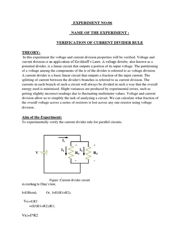 Current Divider Rule | PDF | Series And Parallel Circuits | Electrical ...