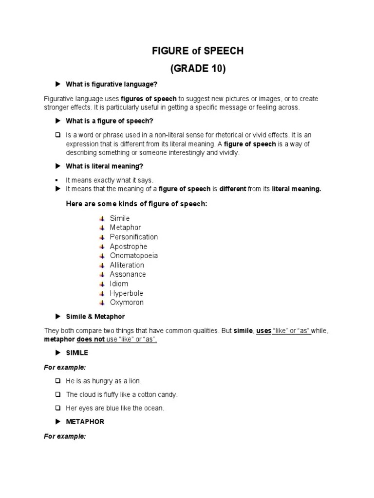 FIGURE Of SPEECH | PDF | Metaphor | Linguistics