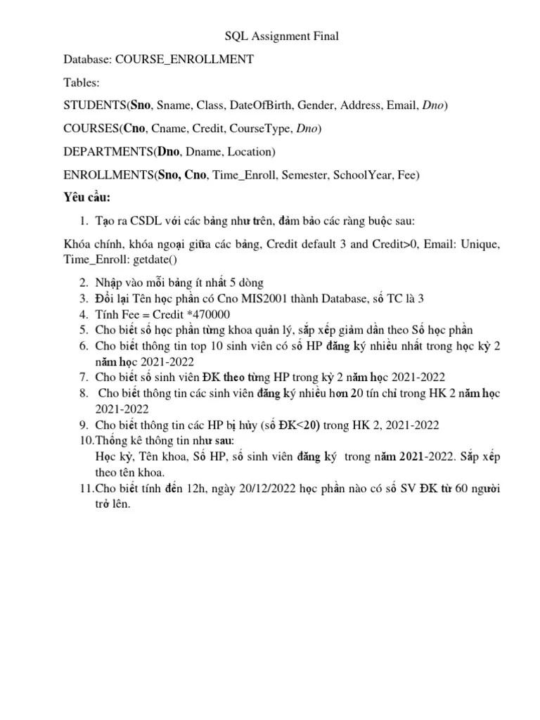 SQL Assignment Final | PDF