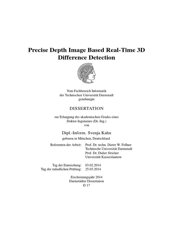 Precise Depth Image Based Real-Time 3D Difference Detection | PDF | 3 D ...