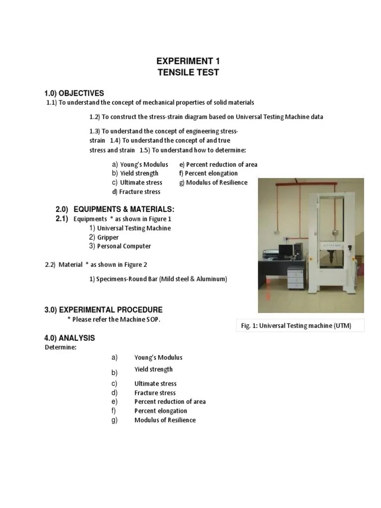 Tensile Test Report | PDF | Deformation (Engineering) | Strength Of ...