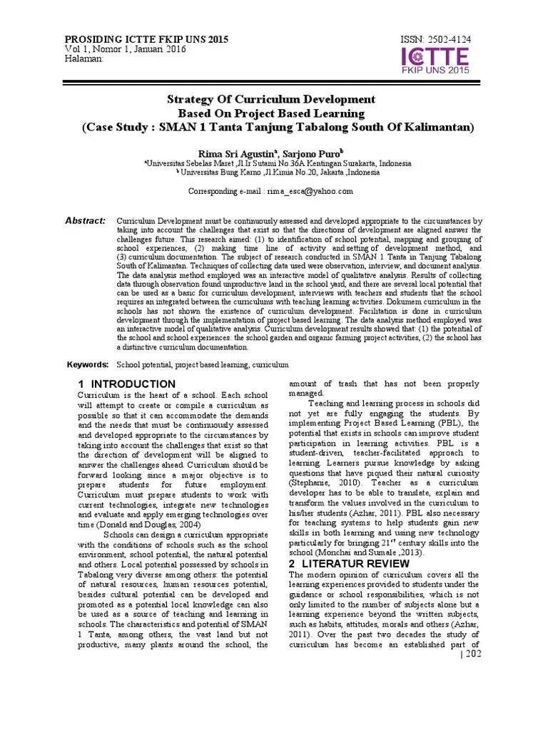 En Strategy Of Curriculum Development Based | PDF | Curriculum | Project Based Learning