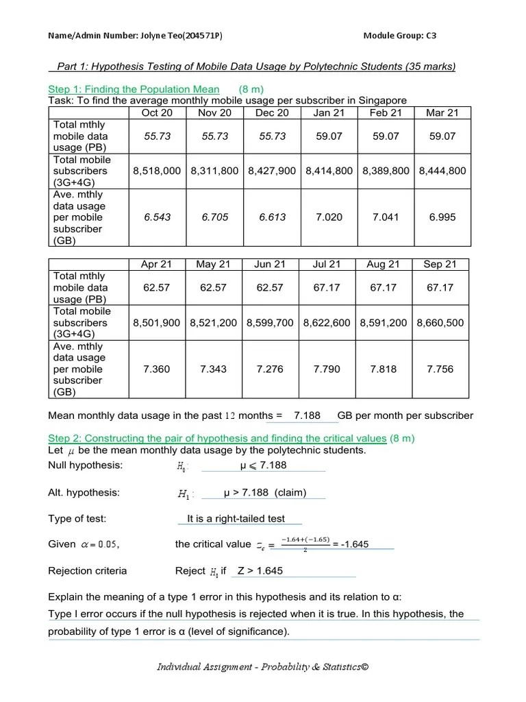 21s2 Prob Stats Assignment 2 Template | PDF | Type I And Type Ii Errors | Statistics