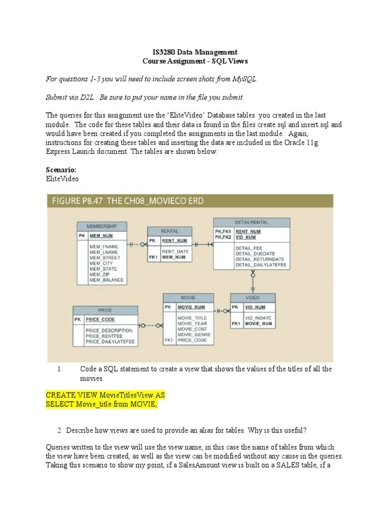 SOLUTION - AssignmentSQL Views | PDF