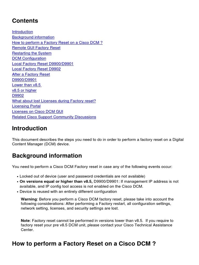 How To Perform A Factory Reset On A Cisco DCM | PDF | Command Line ...