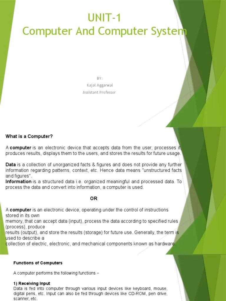Lecture 1 Block Diagram Of Computer | PDF | Computer Data Storage ...