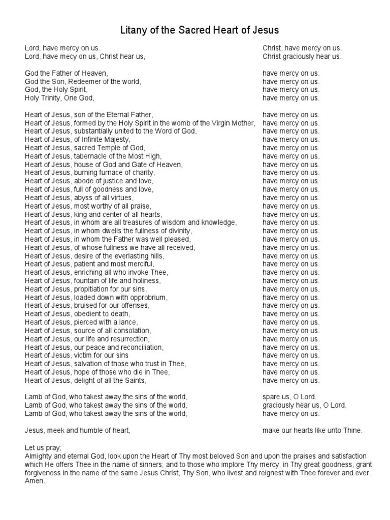 Litany Of The Sacred Heart Of Jesus | Download Free PDF | Mercy | Theology