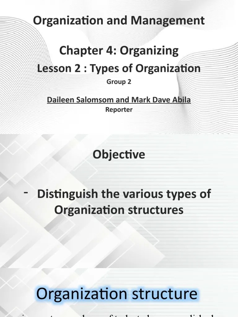 Chapter 4:organizing Lesson 2: Types Of Organization | PDF ...