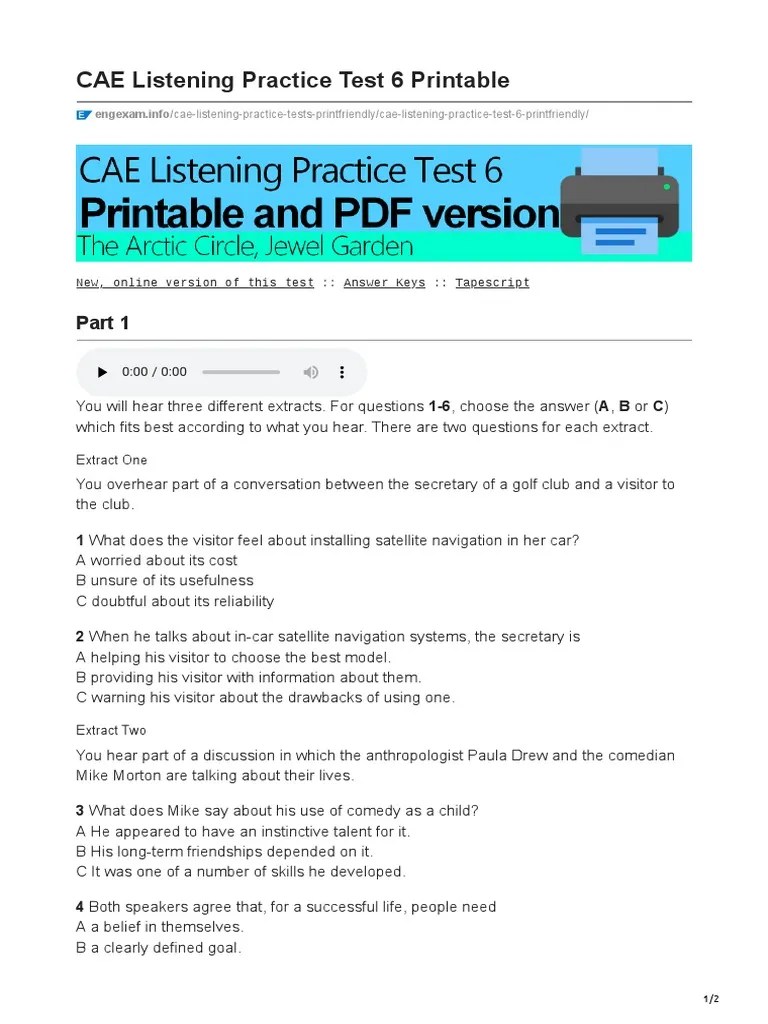 Engexam - Info-CAE Listening Practice Test 6 Printable | PDF