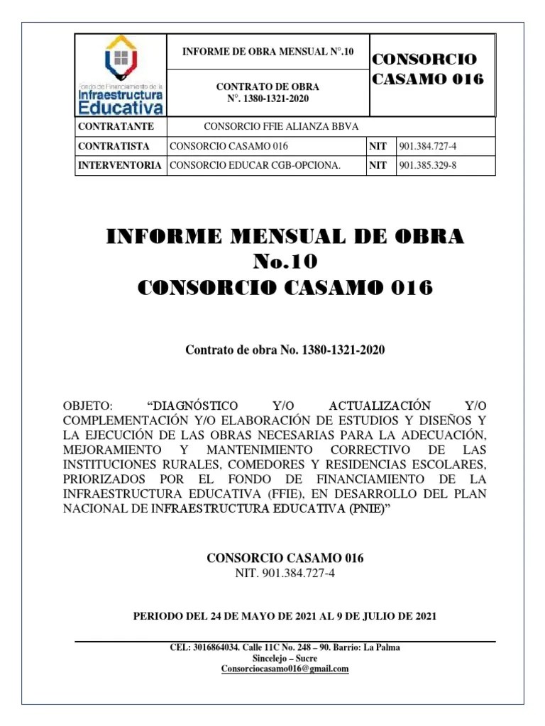 Informe Mensual De Obra #10 | PDF | Ciencias De La Tierra | Geografía ...