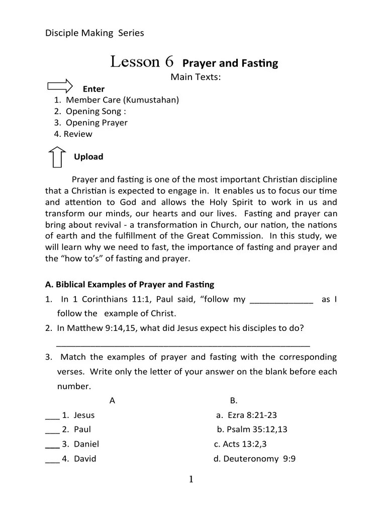 Lesson 6 Prayer And Fasting | PDF | Fasting | Prayer