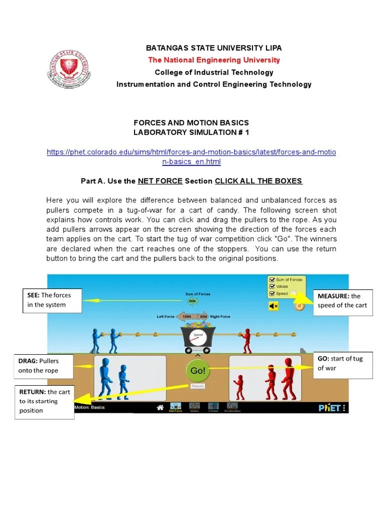 Lab Simulation 1 Forces And Motion Basics 2 | PDF | Force | Newton's ...