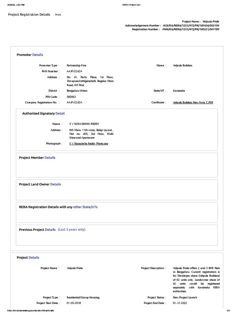 RERA Project List | PDF | Bangalore