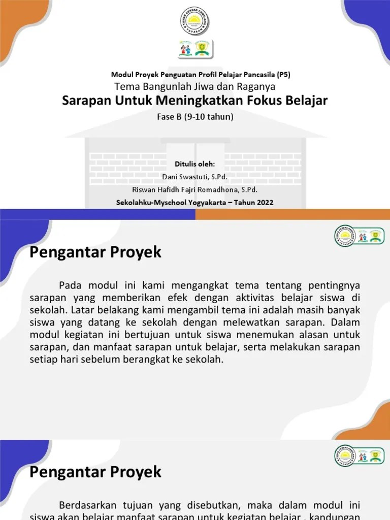Modul Proyek Penguatan Profil Pelajar Pancasila (P5) Tema Bangunlah Jiwa Dan Raganya Sarapan ...