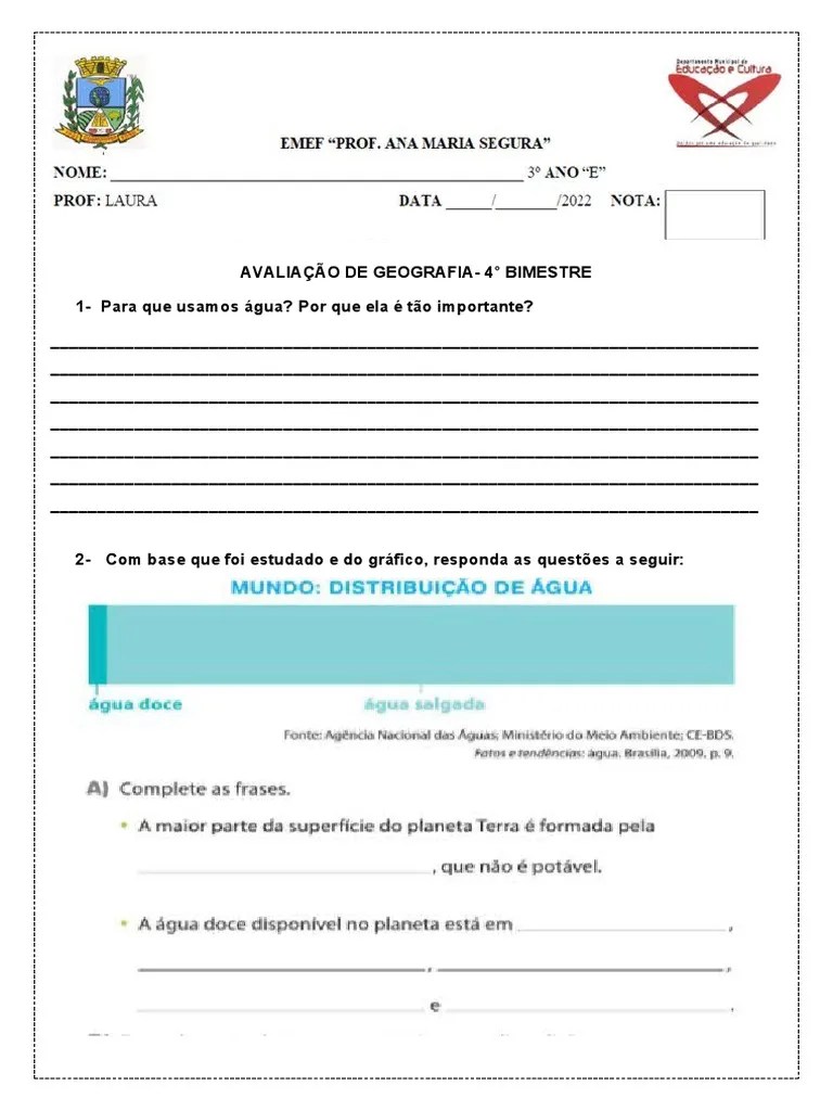 AVALIAÇÃO De GEOGRAFIA 4 - BIMESTRE | PDF | Geociências