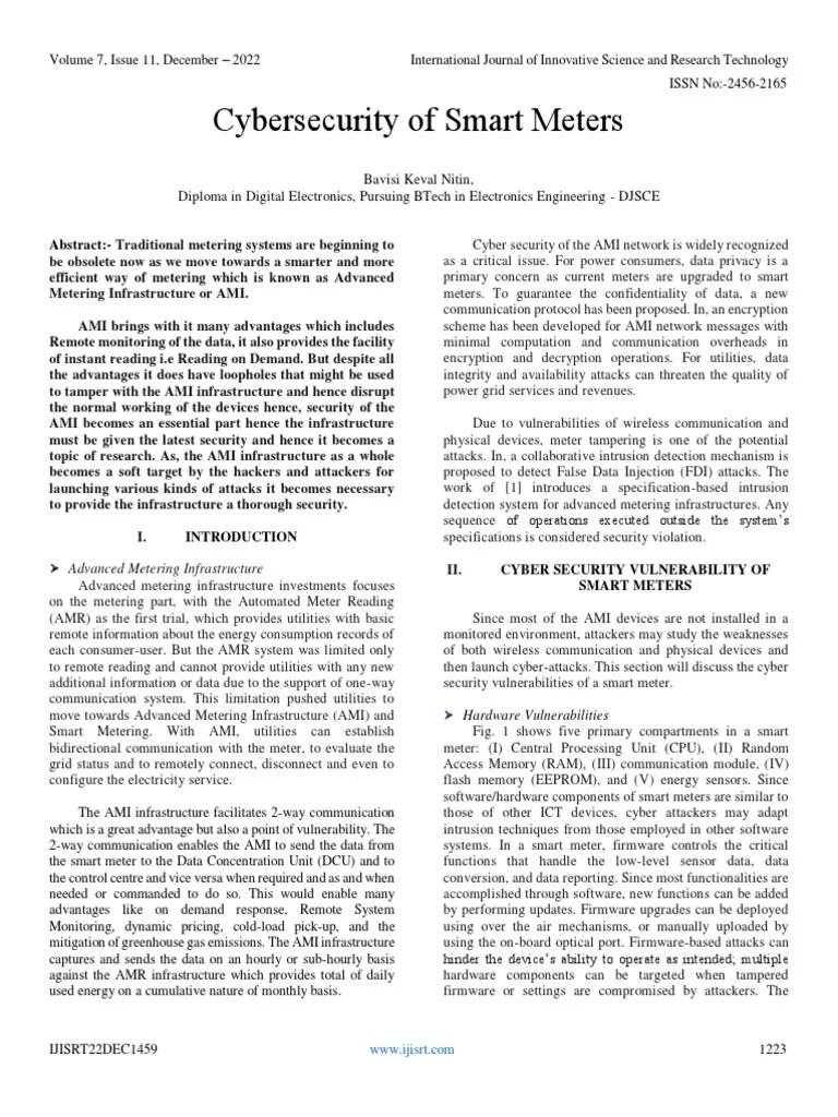 Cybersecurity Of Smart Meters | PDF | Security | Computer Security