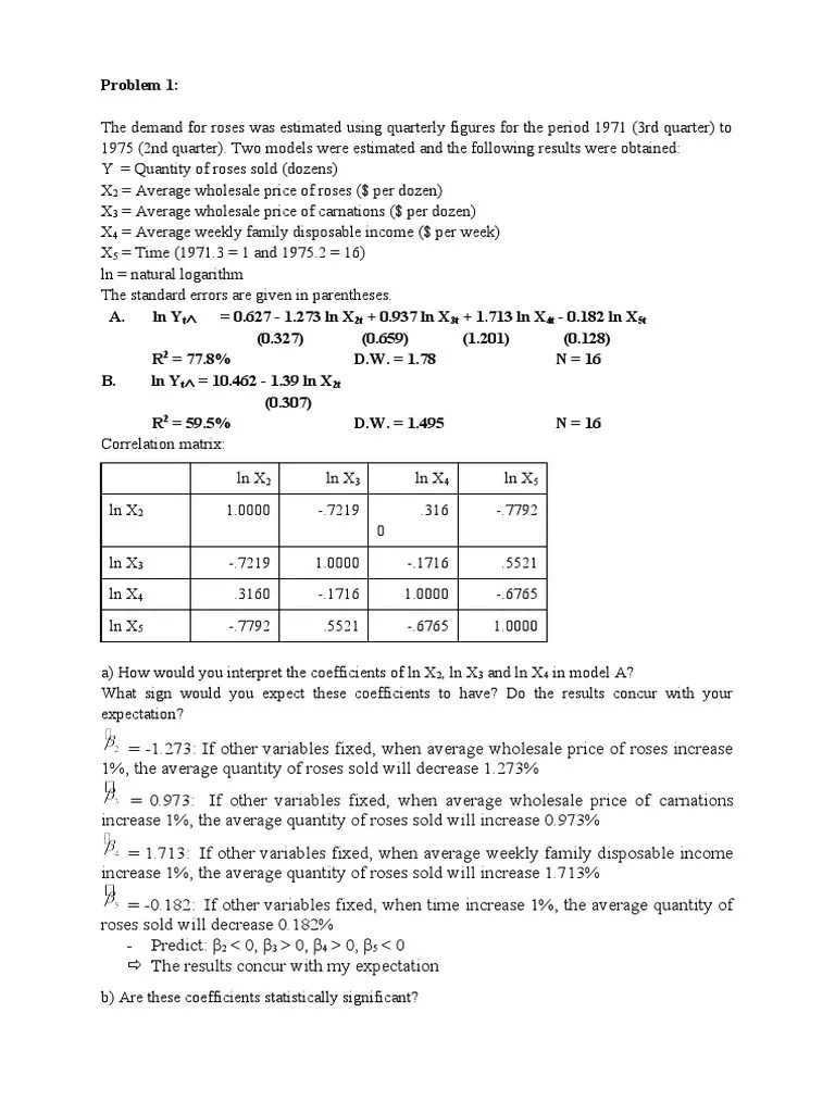 Examples Econometrics | PDF | Coefficient Of Determination | F Test