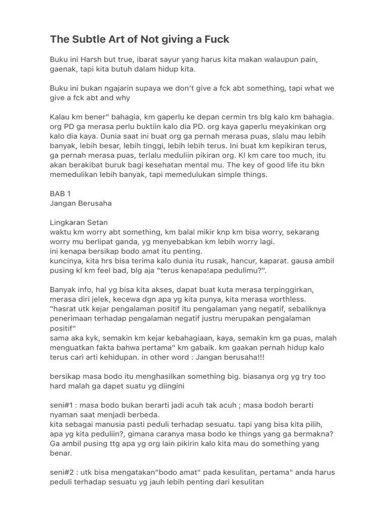 The Subtle Art Of Not Giving A Fuck Book Summary | PDF