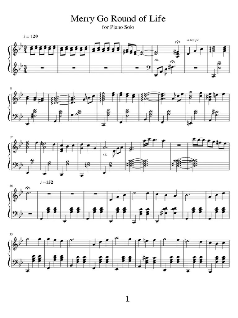 Joe Hisaishi Merry Go Round Of Life 2 | PDF