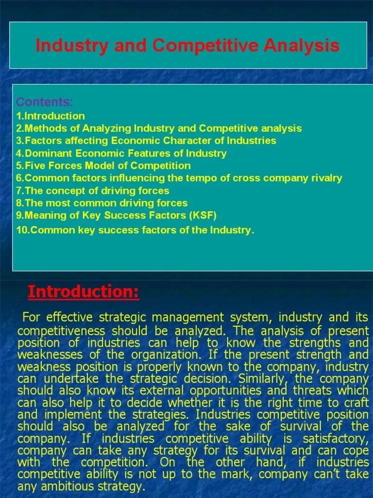 Industry And Competitive Analysis | PDF | Strategic Management | Competition