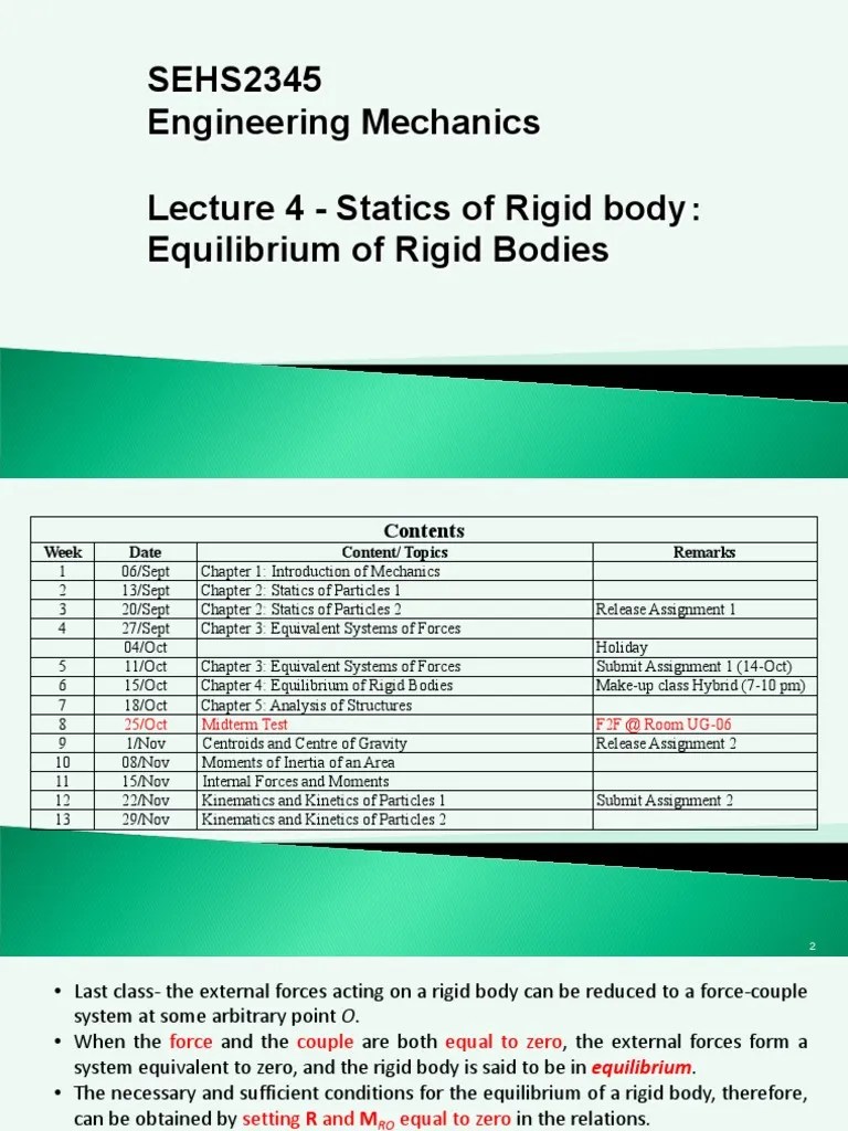 L04 Equilibrium Of Rigid Bodies Answer | PDF | Force | Mechanics