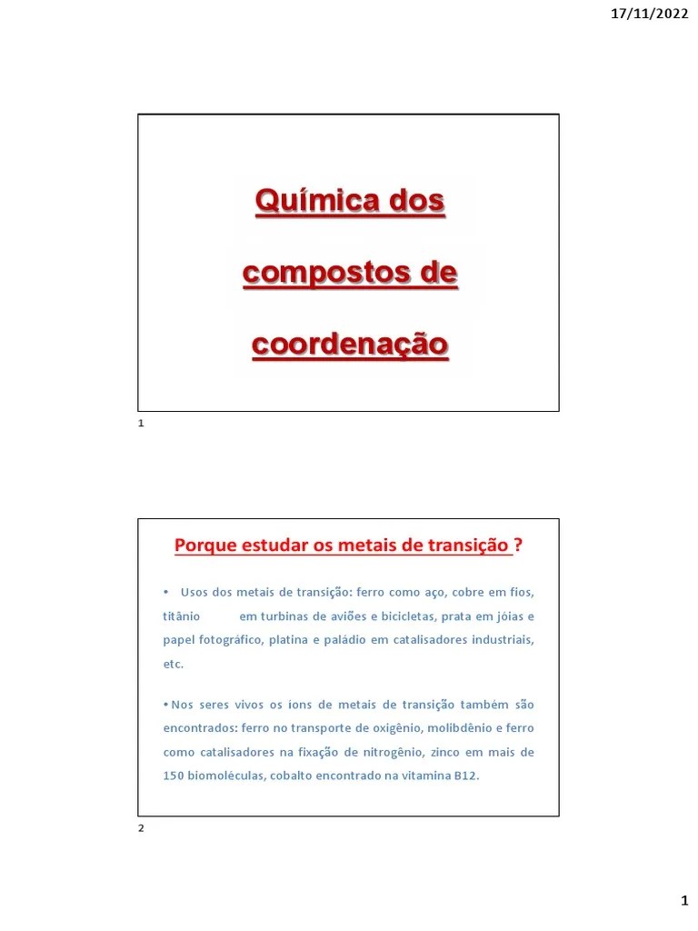 Compostos De Coordenação - 1 | PDF | Composto De Coordenação | Orbital ...