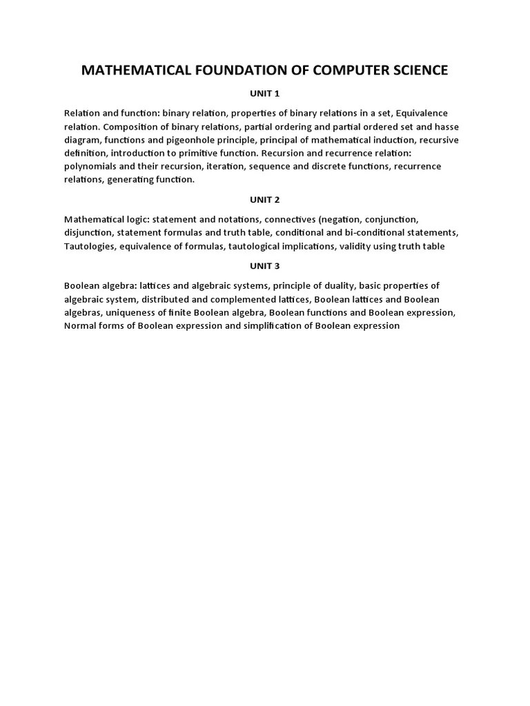 Mathematical Foundation Of Computer Science | PDF | Teaching Methods ...