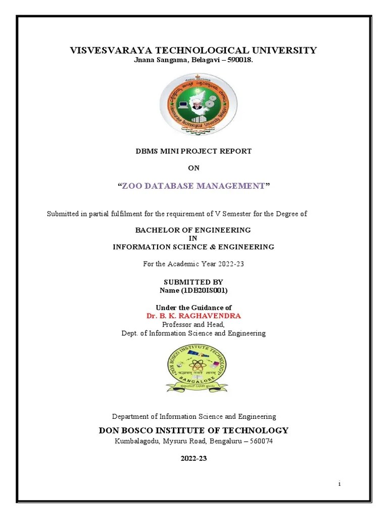 DBMS Mini Project Report 2-12-2022 | PDF | Databases | Information Technology Management