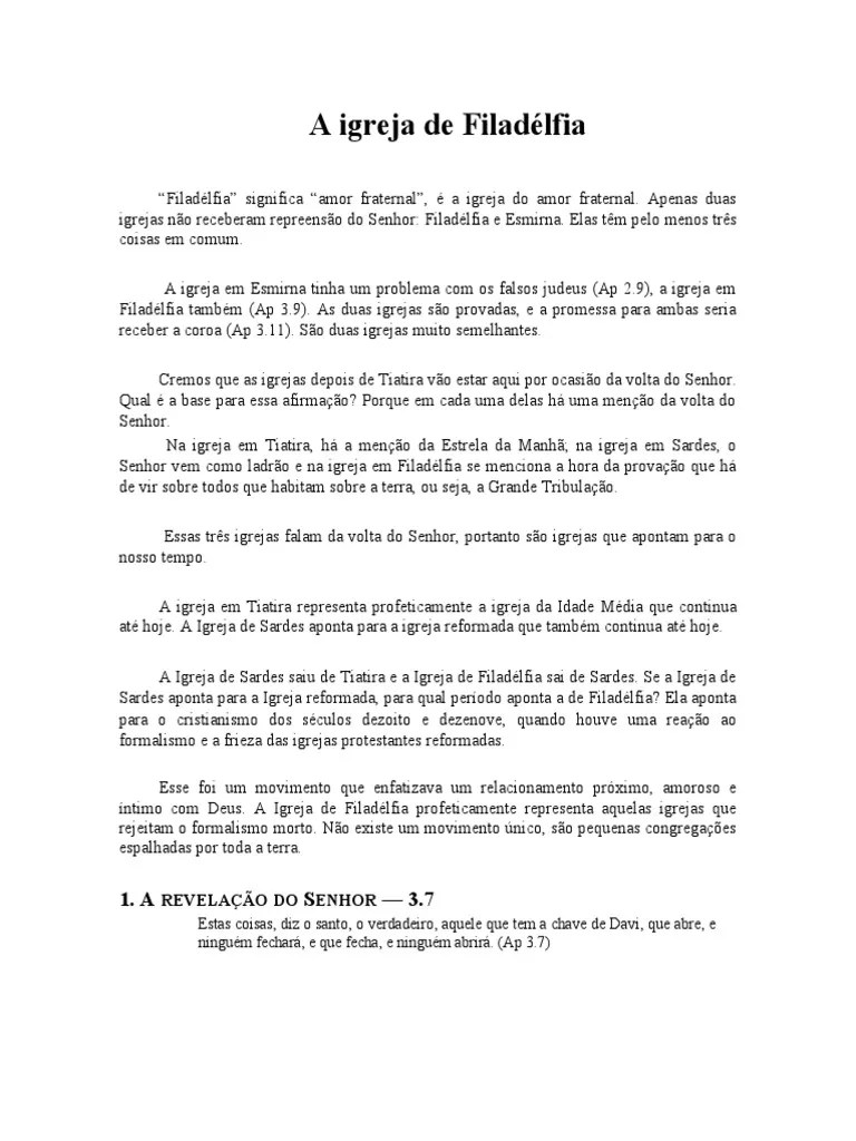 O A Igreja De Filadelfia | PDF