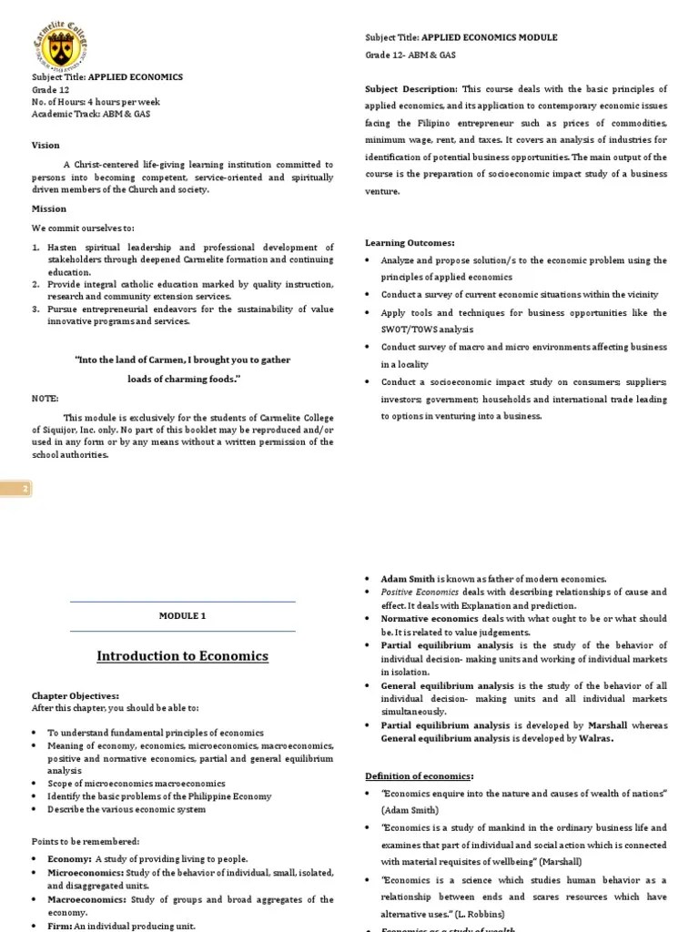 Module 1 | PDF | Economics | Microeconomics