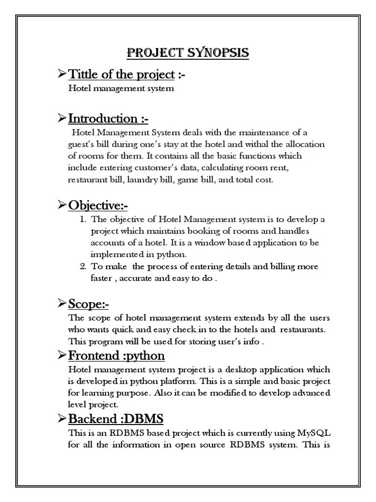 01 - Hotel Management System | PDF