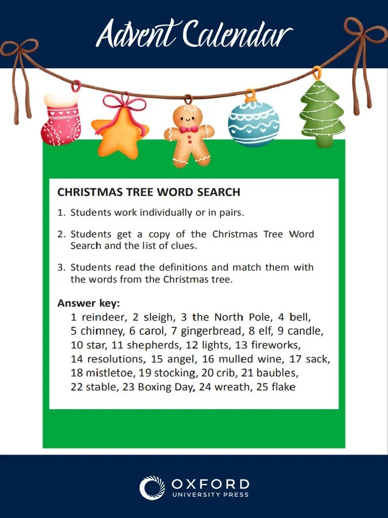 10 Advent Calendar Christmas Tree Wordsearch | PDF | Santa Claus ...