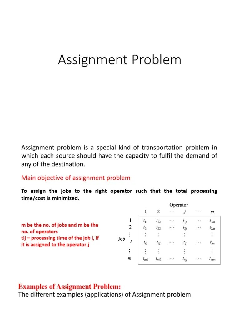 Optimize Assignment Problem LPP Hungarian Method | PDF | Mathematical ...