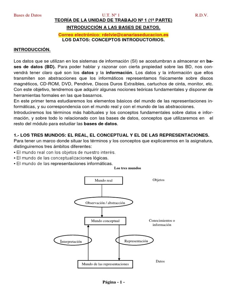 Ejemplo 1 - UT1 Introducción A Las Bases De Datos - Parte 1 | PDF | Abstracción | Función ...