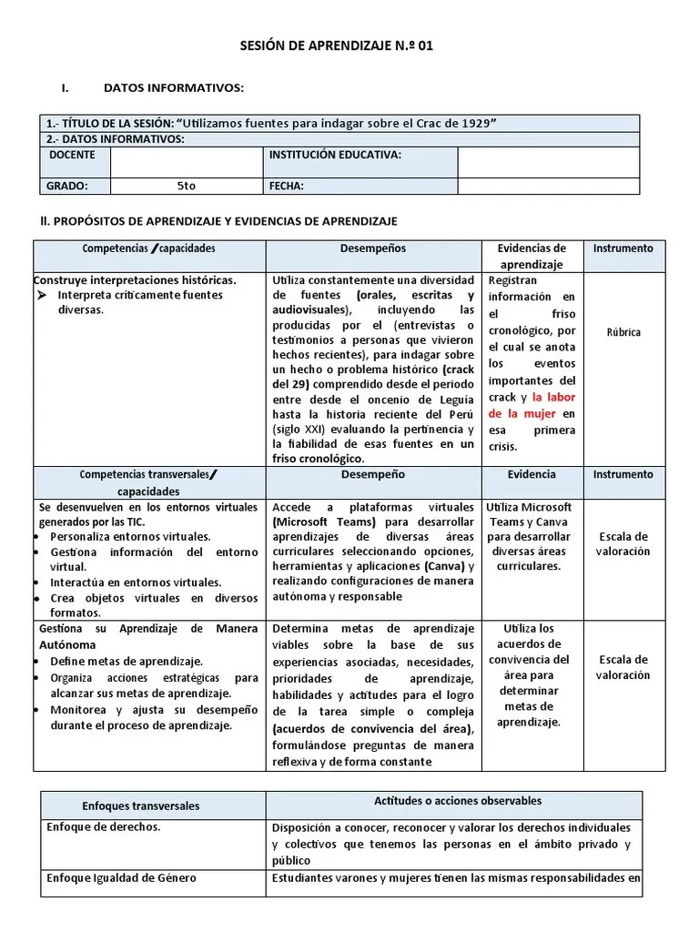Sesion 1 | PDF | Aprendizaje | Evaluación