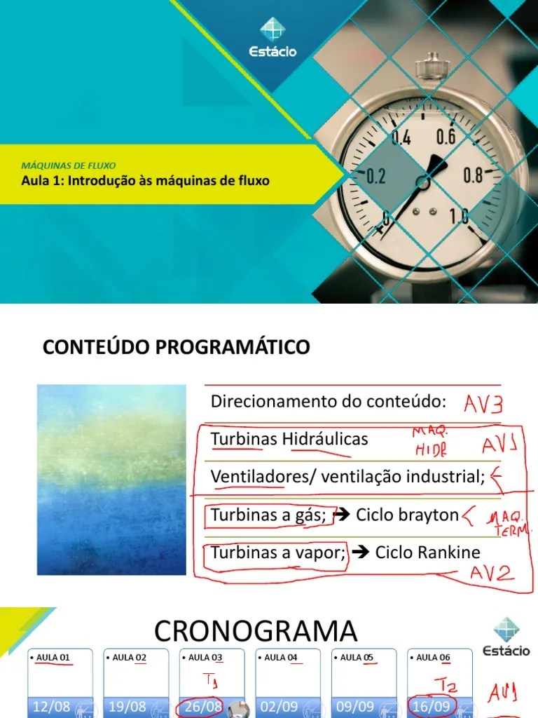Aula 01 - Maq Fluxo - Estacio 2022 | PDF | Bomba | Engenharia Mecânica