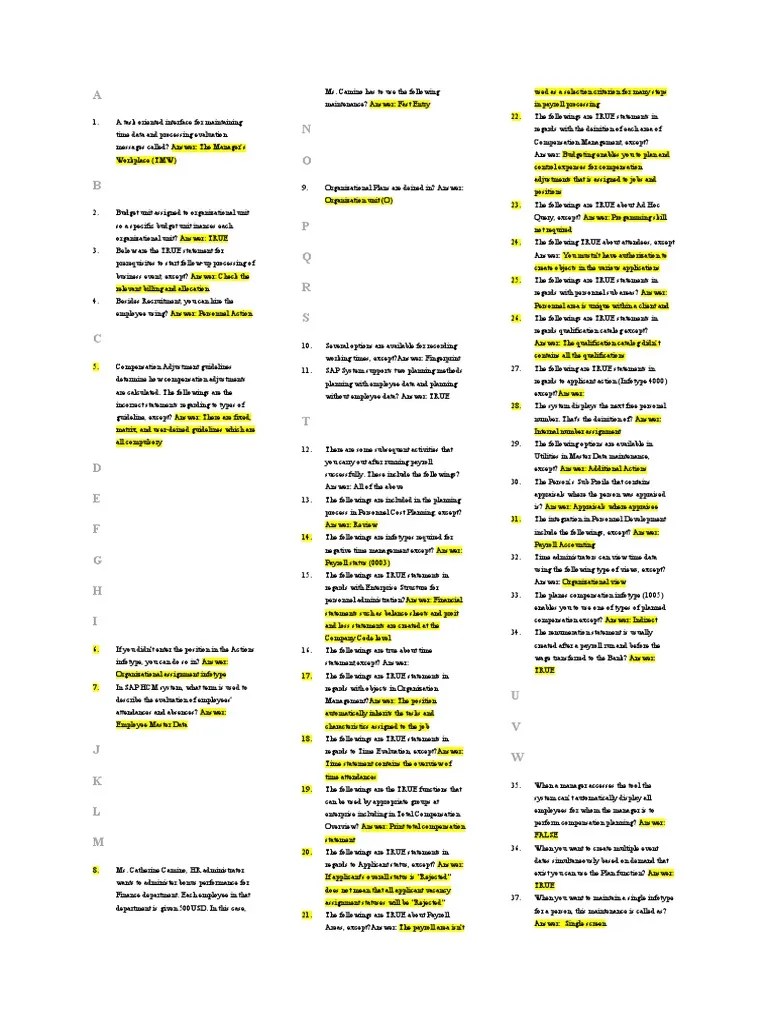 Quiz SAP-1 | Download Free PDF | Employment | Human Resource Management