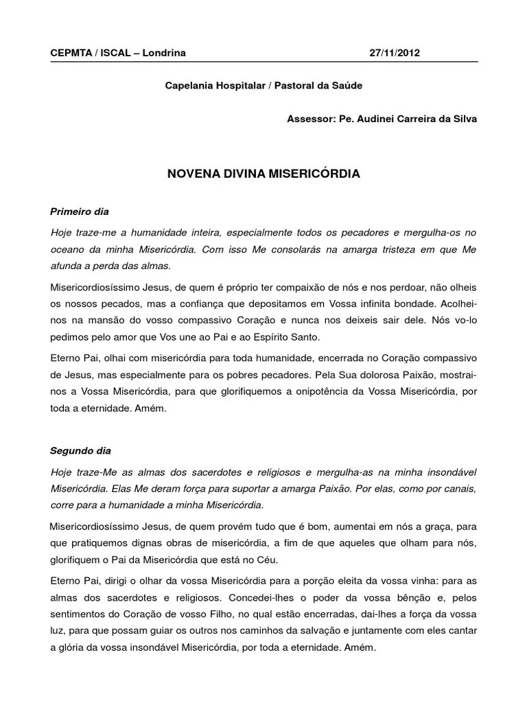 Novena Divina Misericordia | PDF | Misericórdia | Purgatório