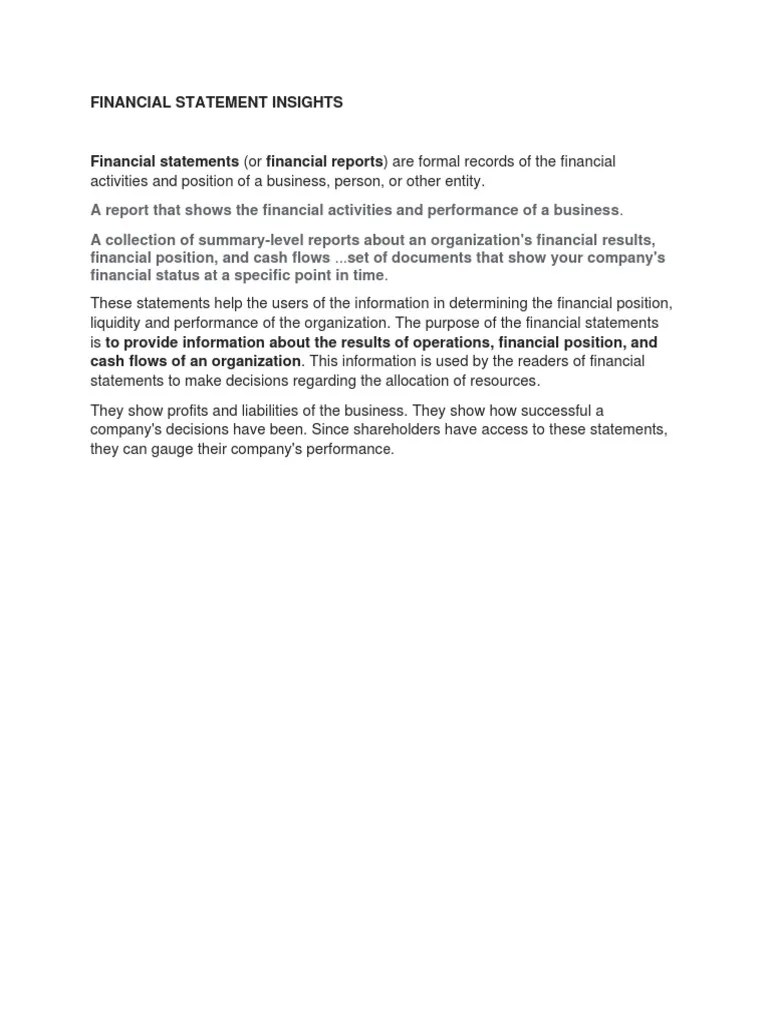 Financial Statement Insights | PDF